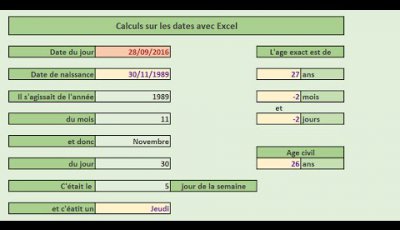 Opérations sur les dates avec Excel