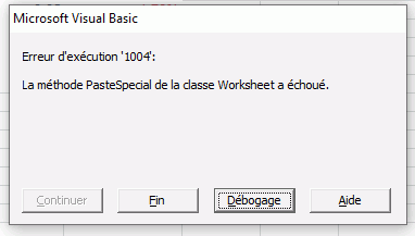 capture message erreur excel 10