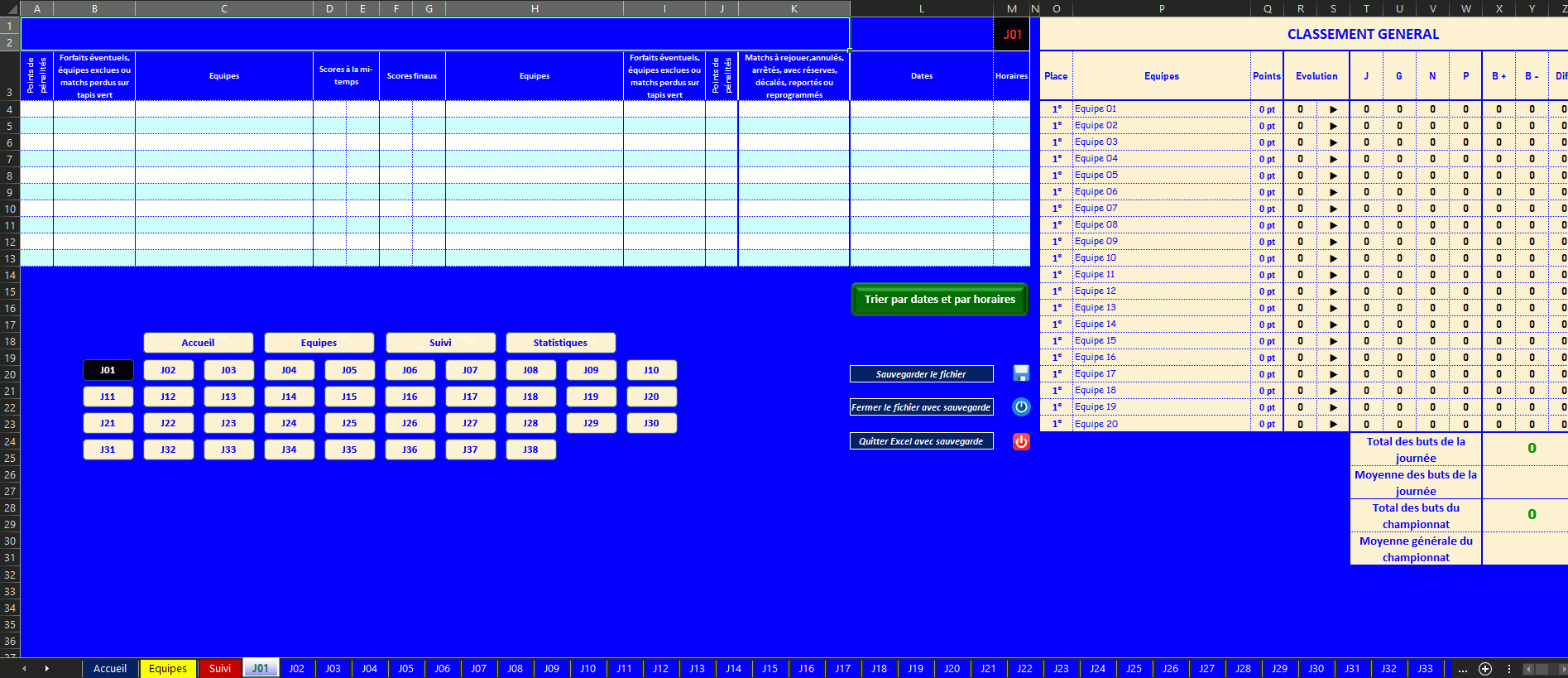 Autres générateur calendrier de saison de football ExcelDownloads Générateur Calendrier